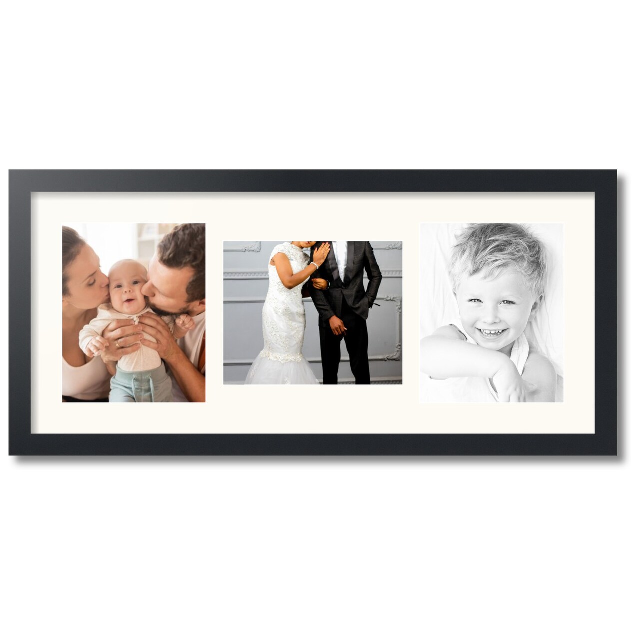 ArtToFrames Collage Photo Picture Frame with 3 - 8x10 inch Openings, Framed in Black with Over 62 Mat Color Options and Plexi Glass (CSM-3926-117)